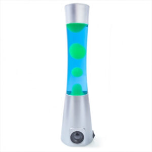 Silver Motion Lamp Bluetooth Speaker with yellow lava and blue liquid