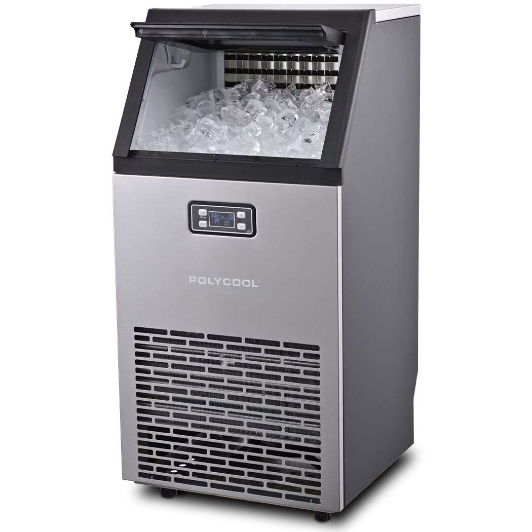 Polycool 60Kg Commercial Ice Machine Stainless Steel – Sumo Deals Polycool Commercial Ice Machine Stainless Steel Front View
