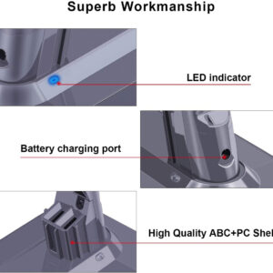Close Up Of Technical Sticker On 21.6V Vacuum Battery Showing 2200Mah Rating And C-Tick Symbol