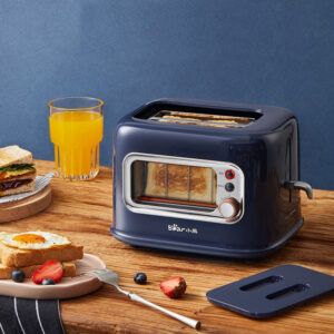 BEAR 2 Slot Glass Window Bread Toaster DSL-C02X1 in sleek finish