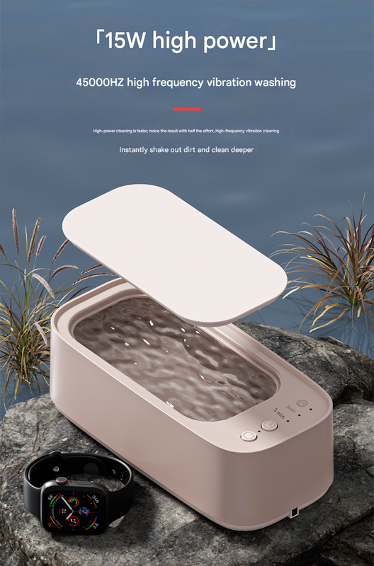 Pink Portable Ultrasonic Cleaner Professional 45Khz Machine – Sumo Deals Open View Of Pink Portable Ultrasonic Cleaner Stainless Steel Tank Showing Touch Button