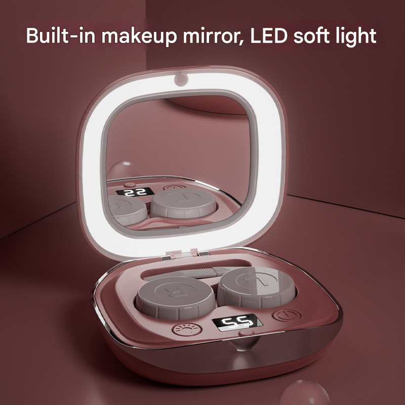 Pink Ultrasonic Contact Lens Cleaner With Led Mirror (1W) – Sumo Deals Illuminated Led Mirror On The Pink Ultrasonic Contact Lens Cleaner Case