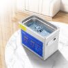 Silver 3L ultrasonic cleaner machine with dual digital display dashboard and stainless steel lid