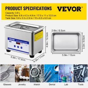 0.8L Professional Ultrasonic Cleaner Digital Lab Timer Product Image Sumo Deals