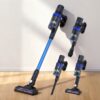 Devanti 350W Cordless Handstick Vacuum Cleaner Blue – Sumo Deals Devanti 350W Cordless Handstick Vacuum Cleaner Blue Standing Against A Wall