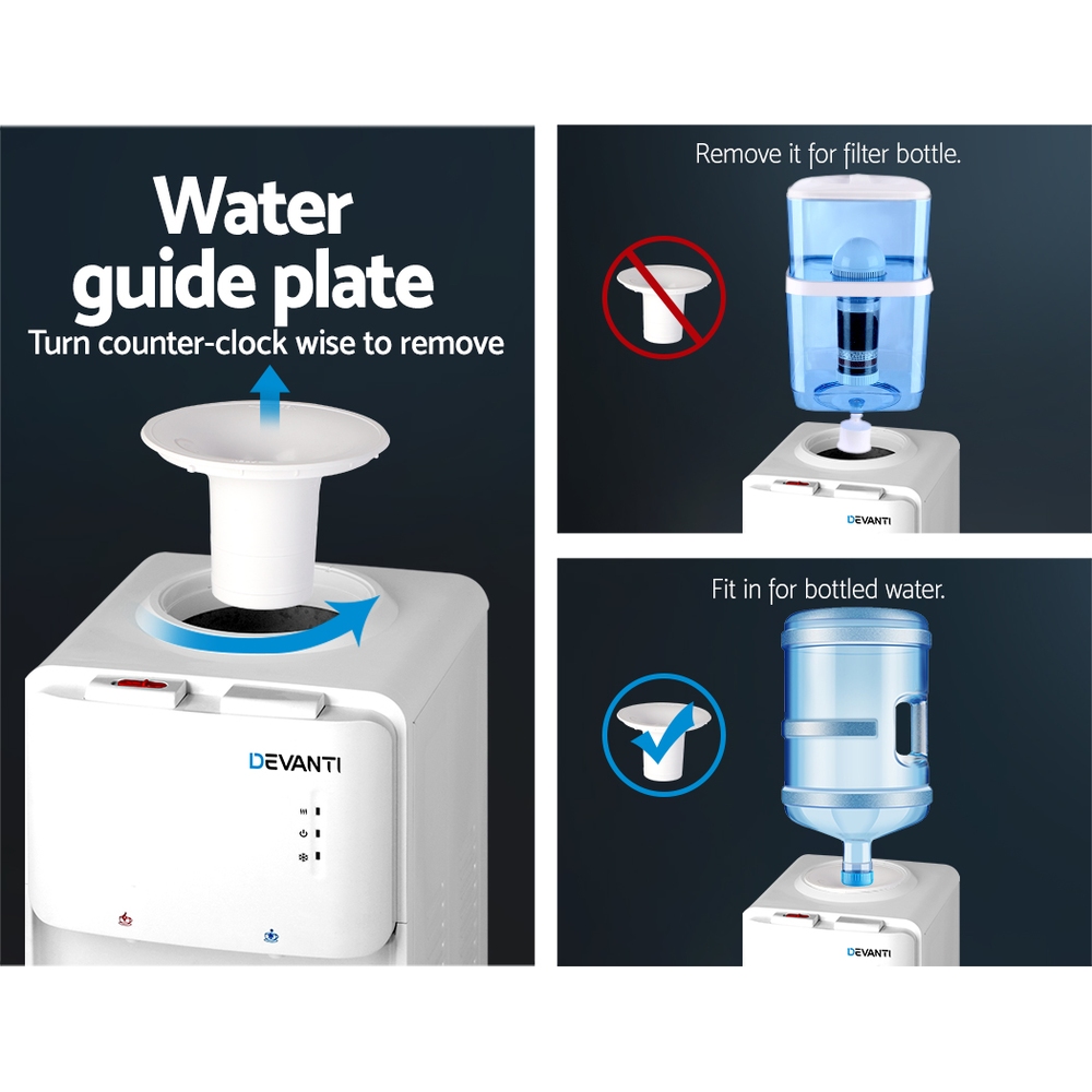 Devanti Water Cooler Dispenser Stand White - Hot &Amp; Cold – Sumo Deals Dual Taps And Universal Loading Port For Devanti Water Cooler Dispenser Stand White