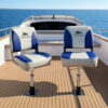 Seamanship boat seats and adjustable pedestals combo pack set of two white blue