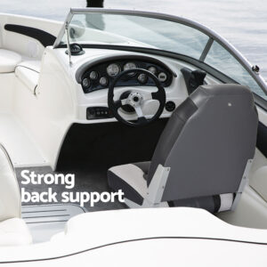 Seamanship Boat Seats And Adjustable Pedestals Combo – Sumo Deals Seamanship High Back Boat Seat Folded Down Flat Showing Travel Strap