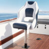 Seamanship Captain Tall Flip-Up Boat Seat With Pedestal – Sumo Deals Seamanship Captain Tall Flip-Up Boat Seat Blue And White With 55-75Cm Pedestal