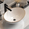 Cefito ceramic gold line bathroom vanity basin sink with a brushed gold mixer tap