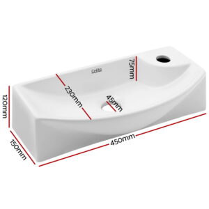 Top View Of Cefito 45X23Cm Slim Rectangular Ceramic Hand Wash Bowl