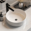 Cefito ceramic round bathroom vanity basin sink installed on a modern floating benchtop