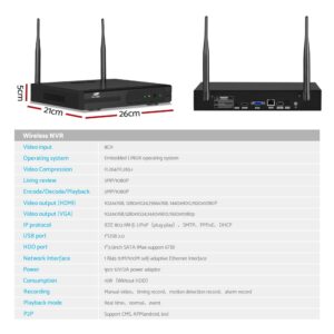 Ul-Tech Wireless Security Camera System 8Ch Nvr 8 Square Cameras – Sumo Deals Wireless Security Camera System Nvr Rear Layout Showing Hdmi And Vga Ports