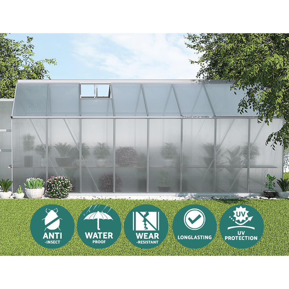 Green Fingers 4.7M Aluminium Greenhouse Double Doors – Sumo Deals Aluminium Greenhouse