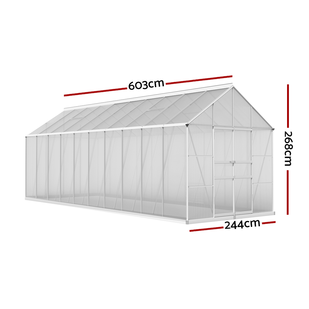 Green Fingers Aluminium Greenhouse 6.03X2.44M – Sumo Deals Aluminium Greenhouse