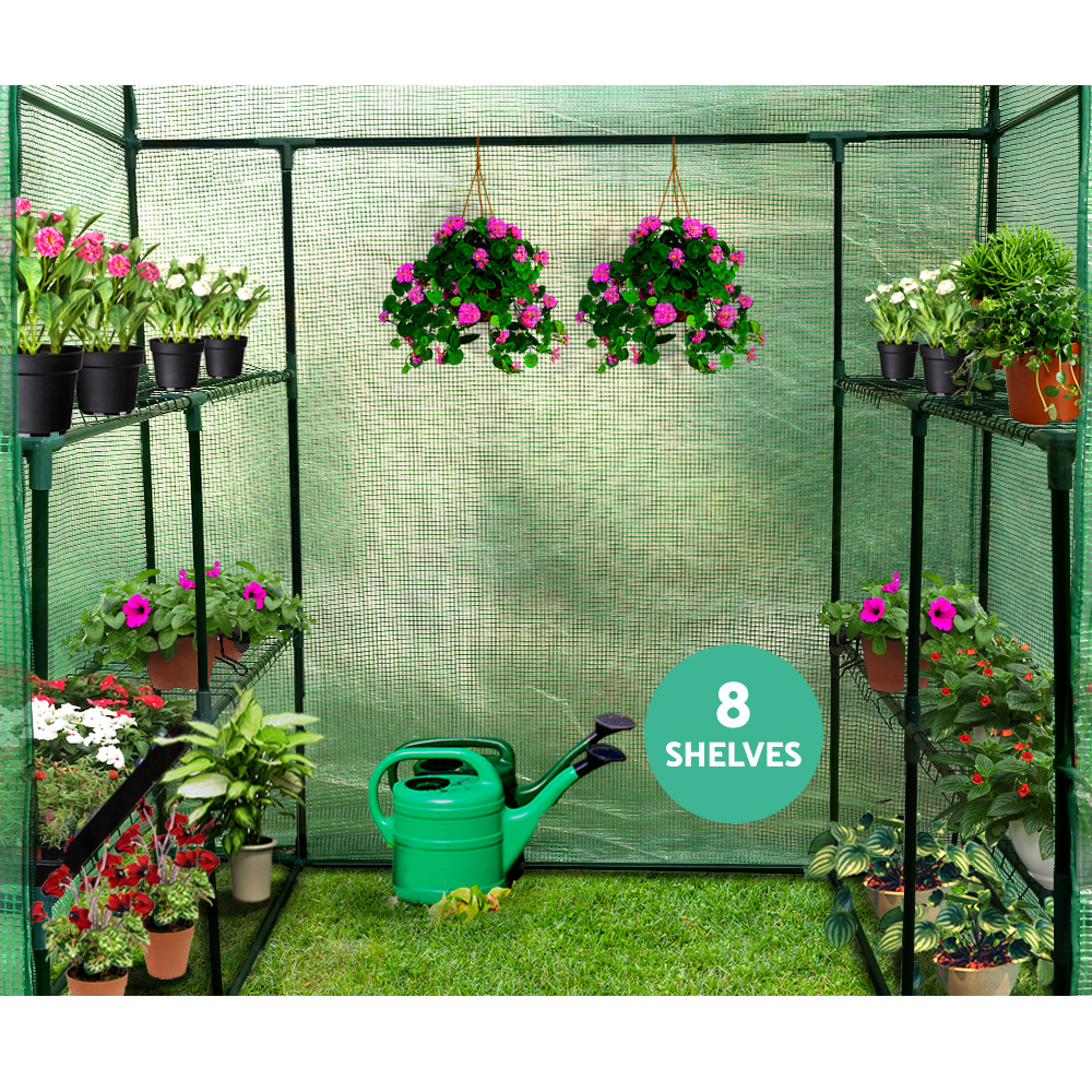 Green Fingers Walk-In Greenhouse 1.4X1.55X2M With 8 Shelves – Sumo Deals Walk-In Greenhouse