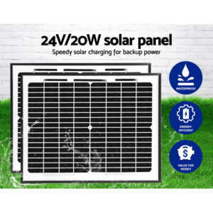 Lockmaster Automatic Dual Swing Gate Opener Kit 20W – Sumo Deals 20W Solar Panel Kit With Battery Pack For Automatic Dual Swing Gate Opener