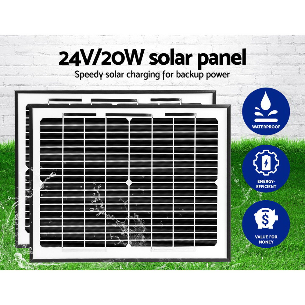 Lockmaster Automatic Dual Swing Gate Opener Kit 20W – Sumo Deals 20W Solar Panel Kit With Battery Pack For Automatic Dual Swing Gate Opener