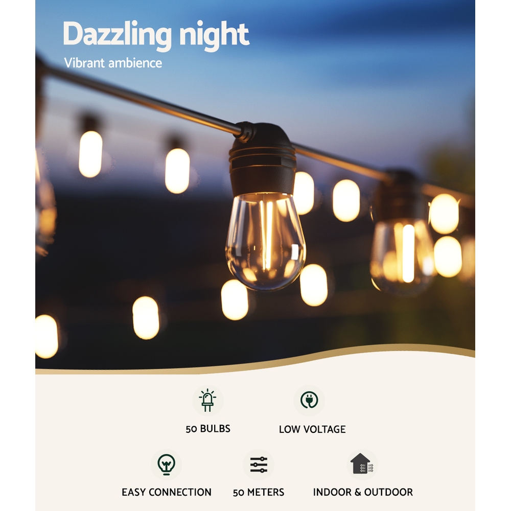 50M Solar Festoon Outdoor Led String Lights – Sumo Deals 50M Solar Festoon Outdoor Led String Lights - Image 4