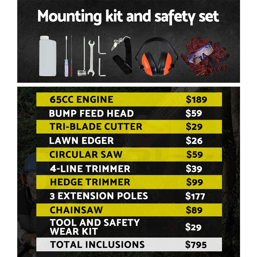 Giantz 9-In-1 Pole Chainsaw | Petrol Hedge Trimmer – Sumo Deals Pole Chainsaw