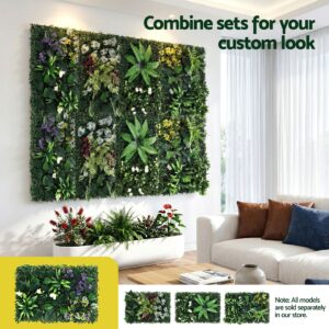 Gardeon 4Pc Artificial Plant Wall Panels | 40X60Cm – Sumo Deals Rear Interlocking Mesh Grid Of Gardeon Boxwood Panels Demonstrating Diy Installation.