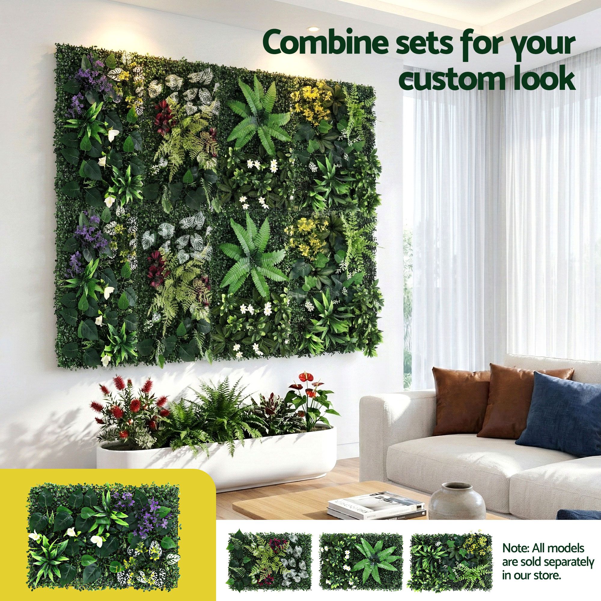 Gardeon 4Pc Artificial Plant Wall Panels | 40X60Cm – Sumo Deals Rear Interlocking Mesh Grid Of Gardeon Boxwood Panels Demonstrating Diy Installation.