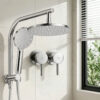 Cefito Chrome Rain Shower Head Set With Twin Taps Installed In A Modern Bathroom