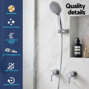 Cefito 4.5 Inch Handheld Shower Head With Twin Swivel Taps Product Image Sumo Deals