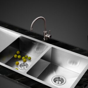 Cefito handmade stainless steel sink double bowl silver finish