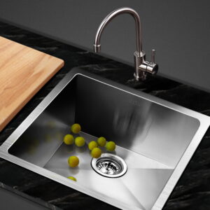 Cefito stainless steel single bowl kitchen sink 44x44cm with silky satin finish
