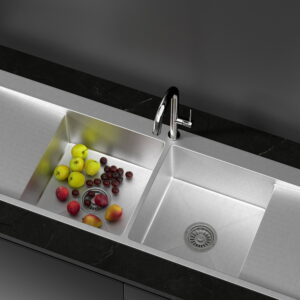 Cefito 155cm single bowl stainless steel kitchen sink top view profile