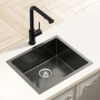 Cefito 44Cm Square Black Single Bowl Sink Installed Under Mount With Pull Out Tap
