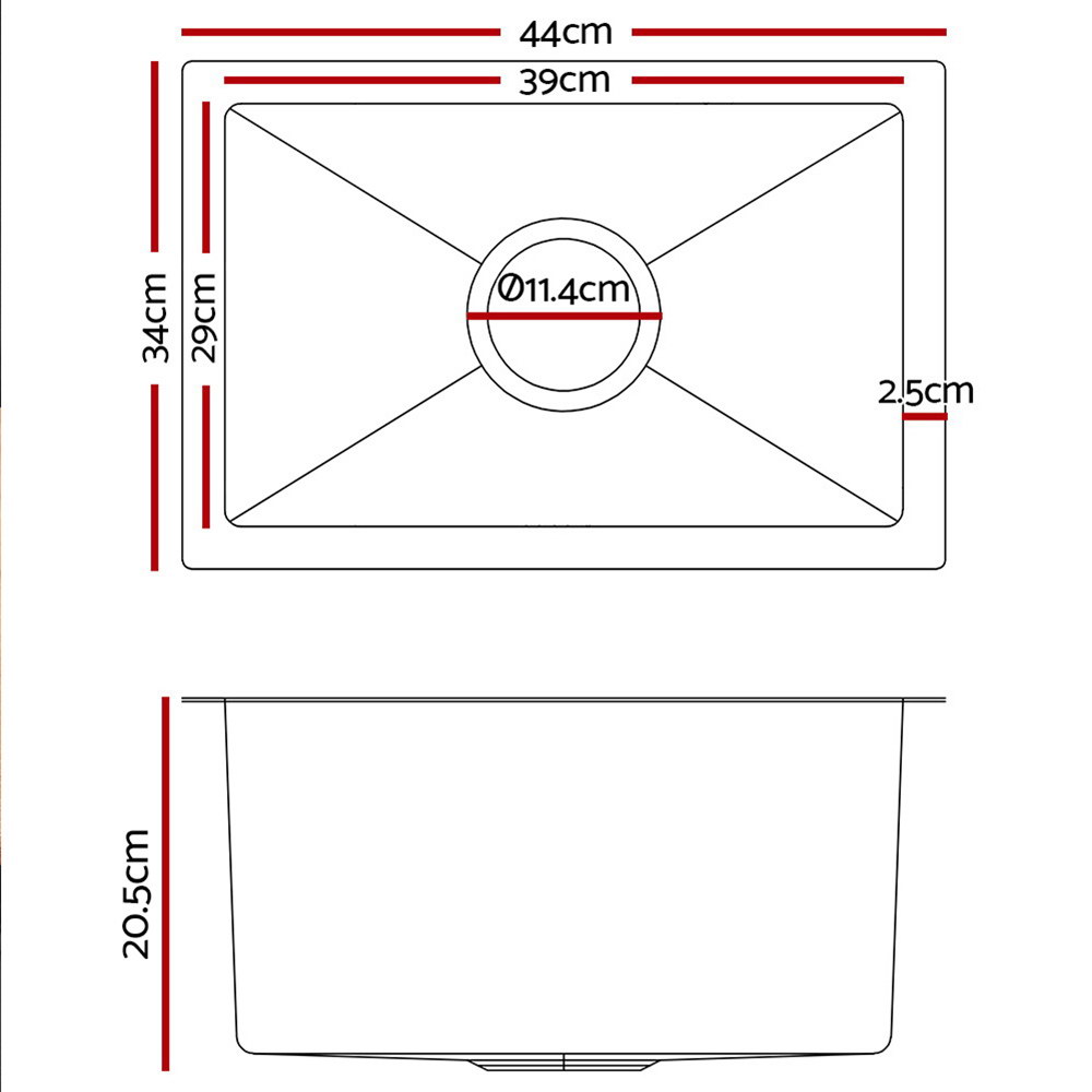 Cefito Stainless Steel Nano Kitchen Sink Single Bowl 44X34Cm – Sumo Deals Cefito Stainless Steel Nano Kitchen Sink Single Bowl 44X34Cm - Image 2