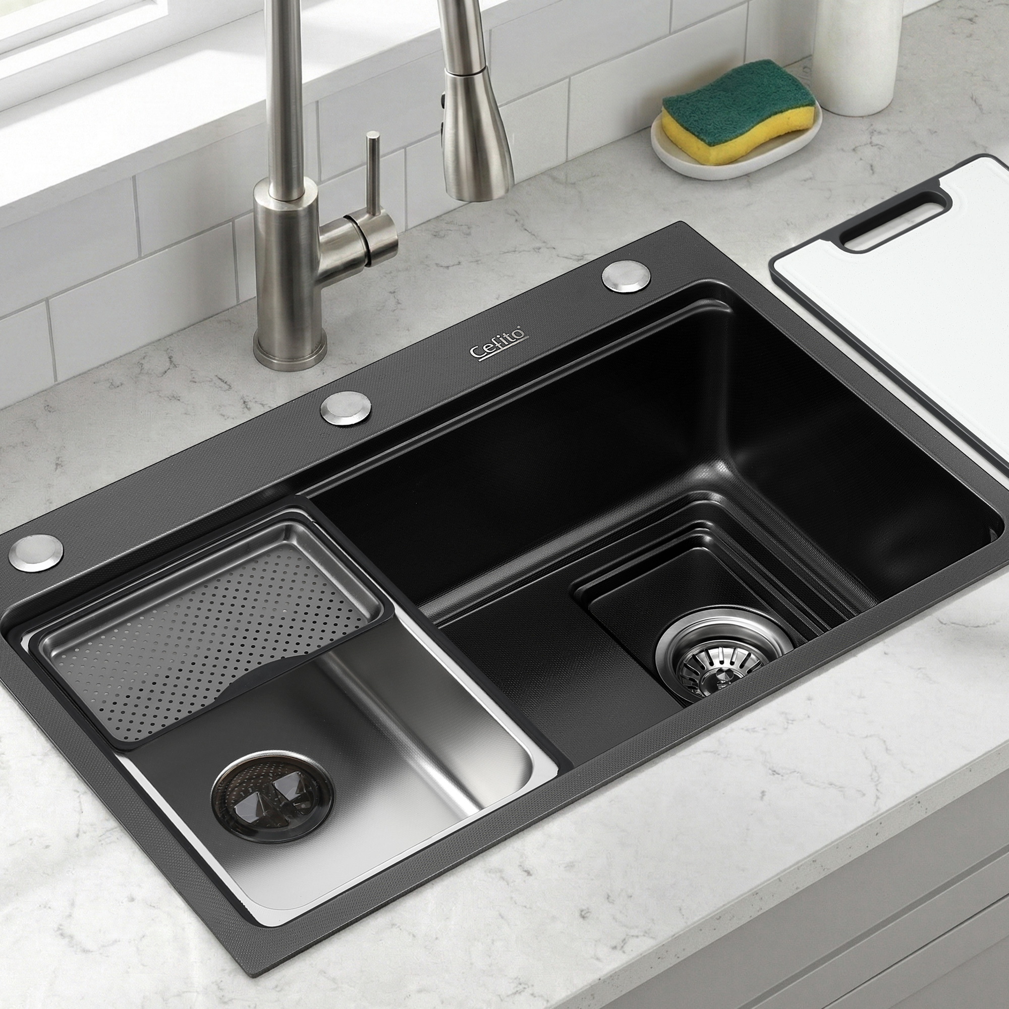 Cefito 304 Stainless Steel Bar Kitchen Basin Sink 68X45Cm – Sumo Deals Cefito 304 Stainless Steel Bar Kitchen Basin Sink 68X45Cm In Black Finish With Accessories