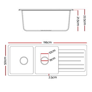Cefito White Granite Kitchen Sink Double Bowl 116X50Cm – Sumo Deals Cefito White Granite Kitchen Sink Double Bowl 116X50Cm Product Image Sumo Deals