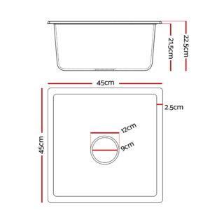 Cefito White Granite Stone Kitchen Sink 45X45Cm – Sumo Deals Radius 50Mm Waste Strainer Inside White Granite Kitchen Sink Bowl