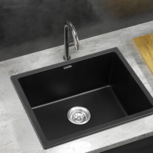 Cefito Black Granite Kitchen Sink Single Bowl 55x45cm Top View