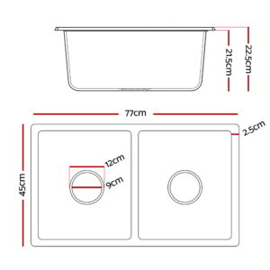 Cefito Double Bowl Granite Stone Kitchen Sink 77X45Cm Product Image Sumo Deals