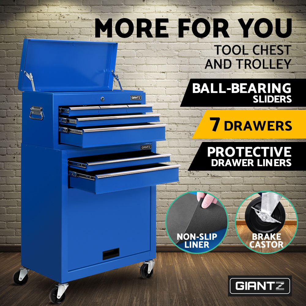 Giantz 7 Drawer Tool Box Cabinet Trolley - Blue – Sumo Deals 7 Drawer Tool Box
