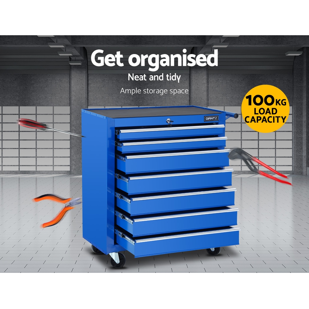 Giantz 7 Drawer Tool Box Cabinet Trolley Blue – Sumo Deals 7 Drawer Tool Box