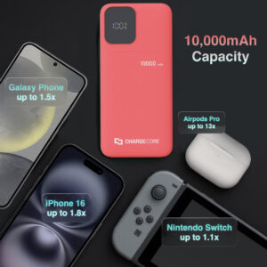 Chargecore Safecharge Max 10K Power Bank Sunset Coral Product Image Sumo Deals