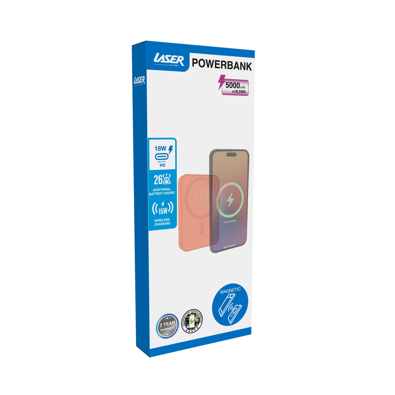 Laser 5000Mah Magnetic Wireless Power Bank Peach – Sumo Deals Magnetic Wireless Power Bank