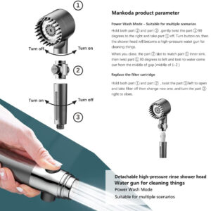 High Pressure Filtered Handheld Shower Head Hose Set Product Image Sumo Deals