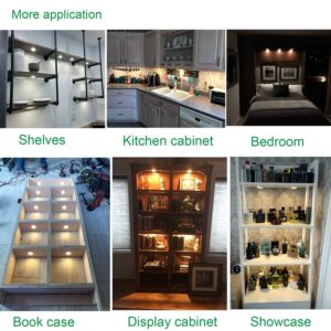 Dimmable LED Under Cabinet Lighting kit illuminated under a kitchen cupboard