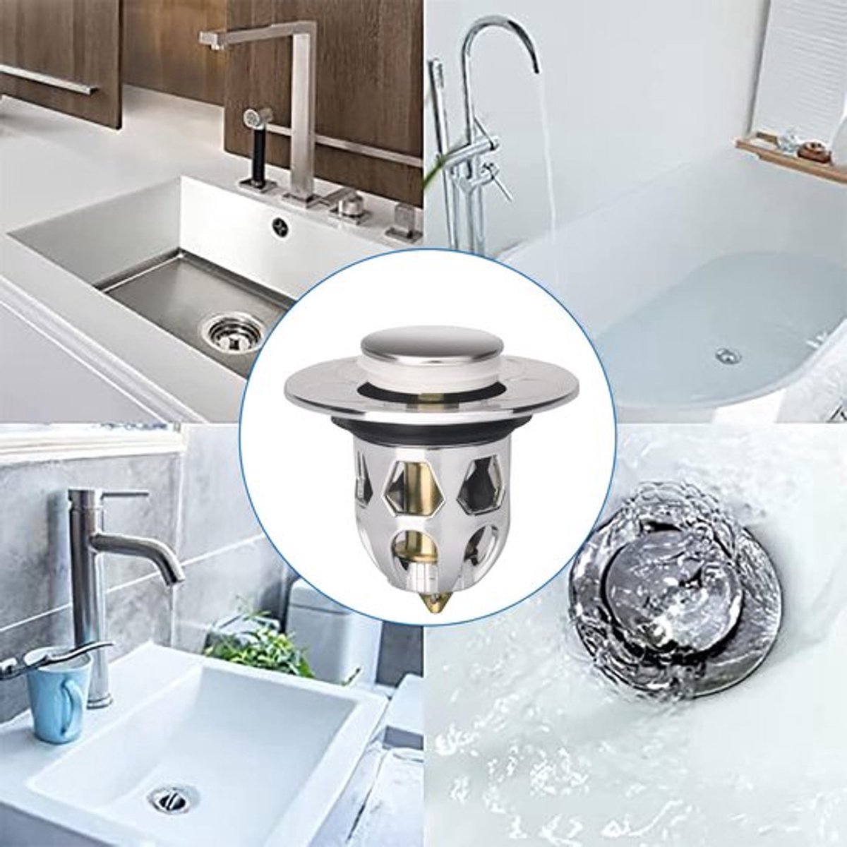 Universal Pop Up Sink Drain Plug Stopper – Sumo Deals Integrated Anti Clog Basket On A Stainless Steel Pop Up Sink Plug Mechanism