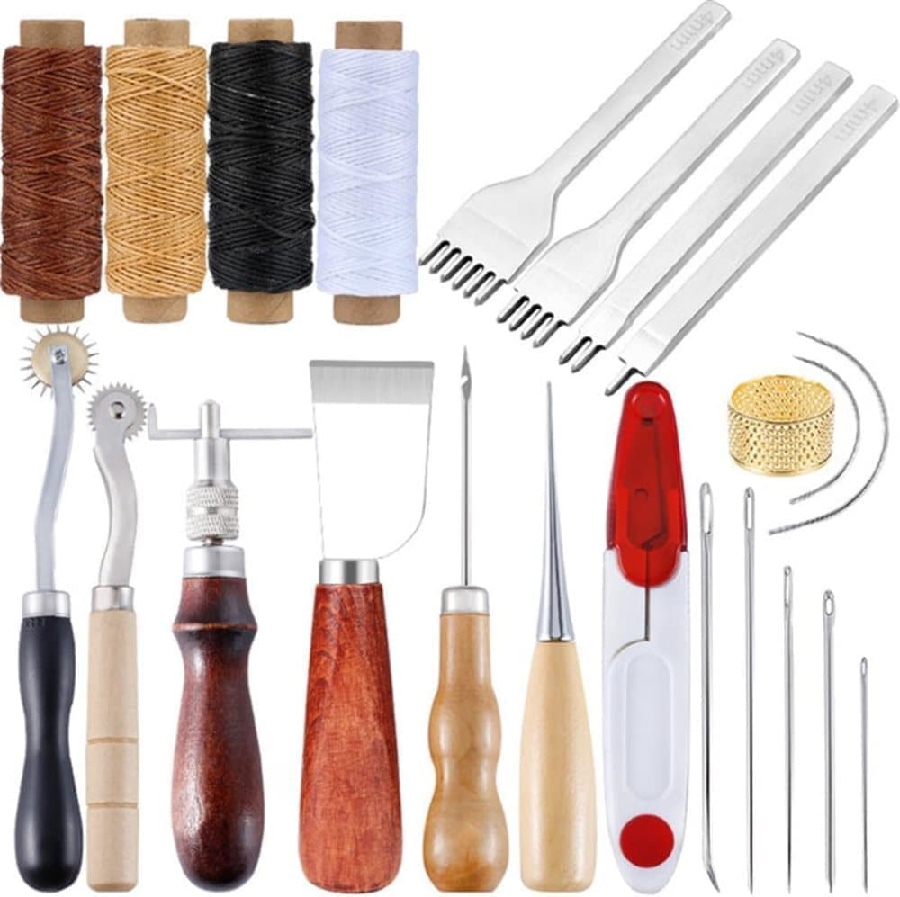 23-Piece Leather Craft Tool Set For Leatherworking – Sumo Deals Leather Craft Tool Set