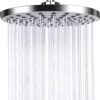 Deluxe stainless steel rain shower head with a polished chrome mirror finish