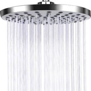 Deluxe stainless steel rain shower head with a polished chrome mirror finish