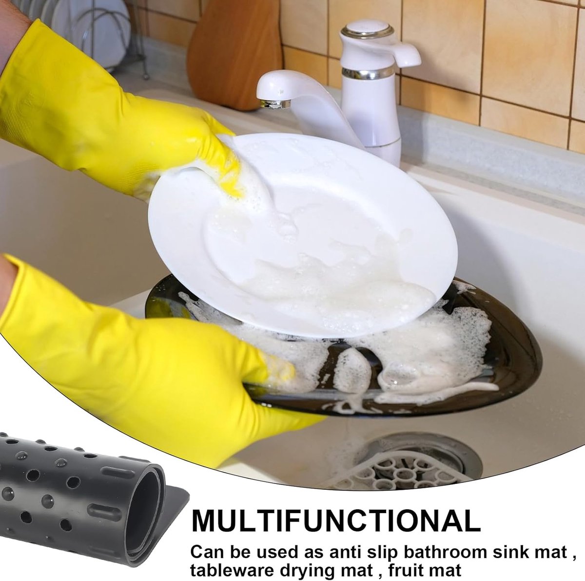 Black Rubber Kitchen Sink Mat Protector 2 Pack 31X26Cm – Sumo Deals Black Rubber Kitchen Sink Mat Protector 2 Pack 31X26Cm - Image 4