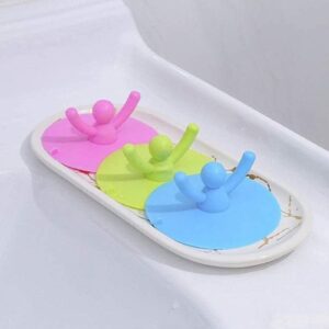 Flat universal silicone bathtub drain stopper plug cover with central suction handle
